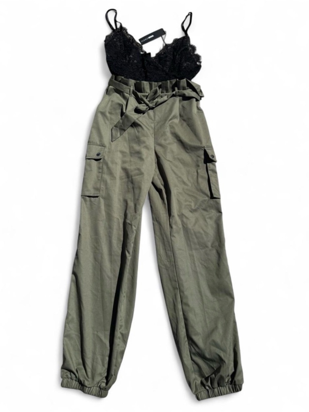 NWT Fashion Nova Lace Cargo Jumpsuit Size XL - Picture 5 of 8